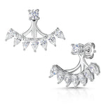 Load image into Gallery viewer, Sterling Silver Cubic Zirconia Jacket Earring With Solitaire Stud &amp; Pear Fan JOOLS by Jenny Brown
