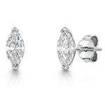 Load image into Gallery viewer, Sterling Silver Solitaire Marquise Cubic Zirconia  Stud Earrings-JOOLS by Jenny Brown
