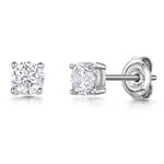 Load image into Gallery viewer, STERLING SILVER SOLITAIRE STUD EARRINGS - SET WITH A 0.5 CARAT  BRILLIANT ROUND CUBIC ZIRCONIA STONE- PLATINUM FINISHEDEarrings - JOOLS By Jenny Brown

