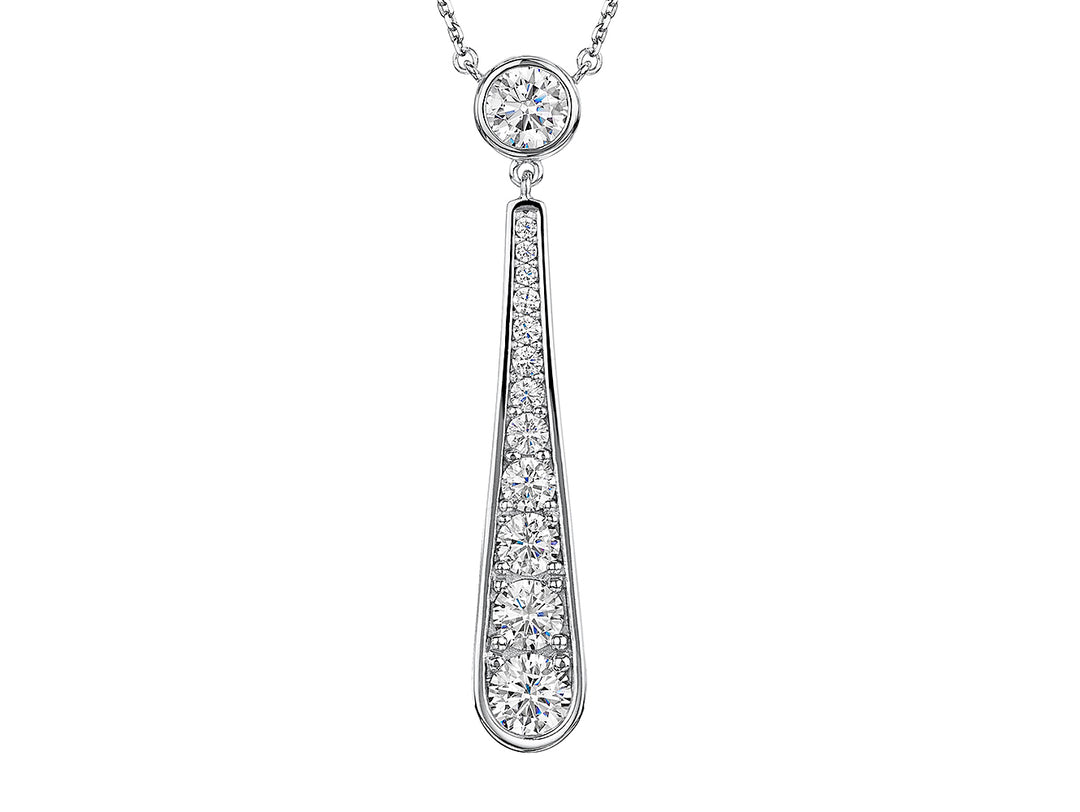 Sterling Silver Long Oval Drop Pendant With Cubic Zirconia-JOOLS by Jenny Brown