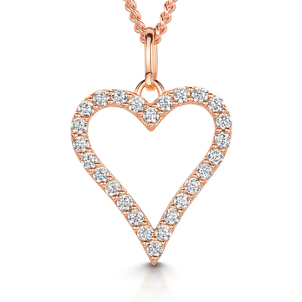 Rose Gold Plated Sterling Silver Heart Set With Cubic Zirconias JOOLS by Jenny Brown