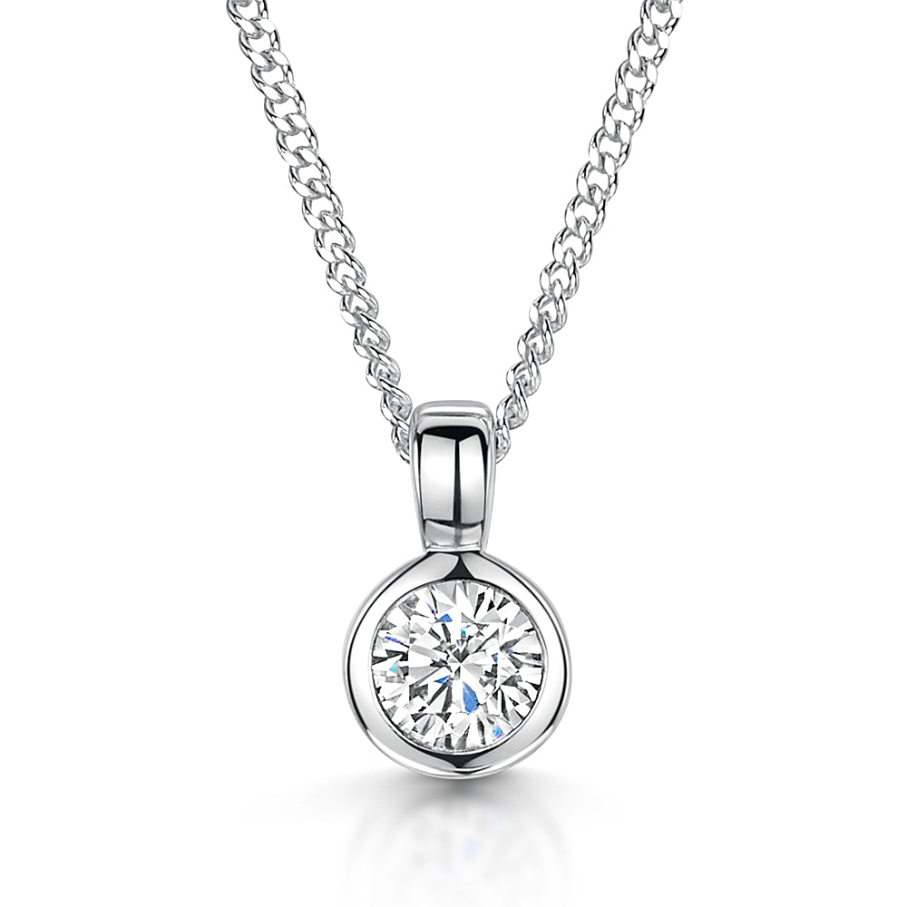 Sterling Silver Pendant With 4mm Rubover Cubic Zirconia JOOLS by Jenny Brown