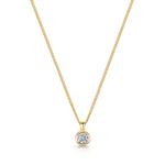 Load image into Gallery viewer, Yellow Gold Rubover Solitaire Pendant With A Cubic Zirconia Stone-JOOLS By Jenny Brown
