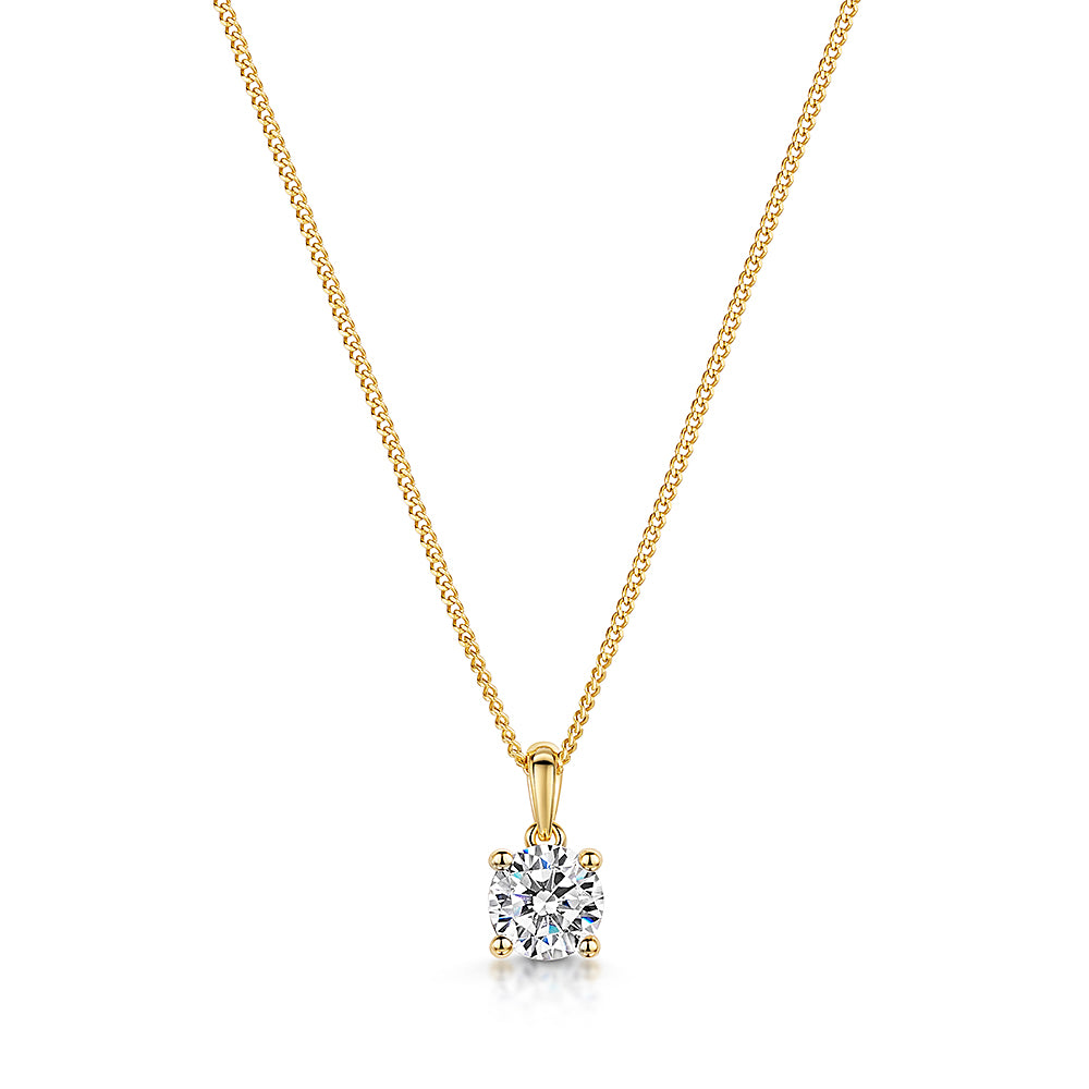 Yellow Gold 1ct Solitaire Pendant With Cubic Zirconia-JOOLS by Jenny Brown