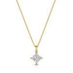 Load image into Gallery viewer, Yellow Gold Offset Square Pendant Set With A Square Cubic Zirconia Stone-JOOLS by Jenny Brown

