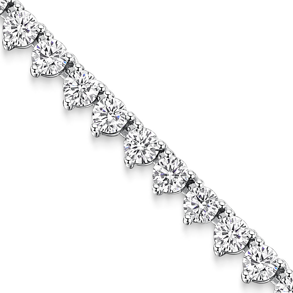 Sterling Silver 2.5mm Cubic Zirconia 3 Claw Full Tennis Necklace