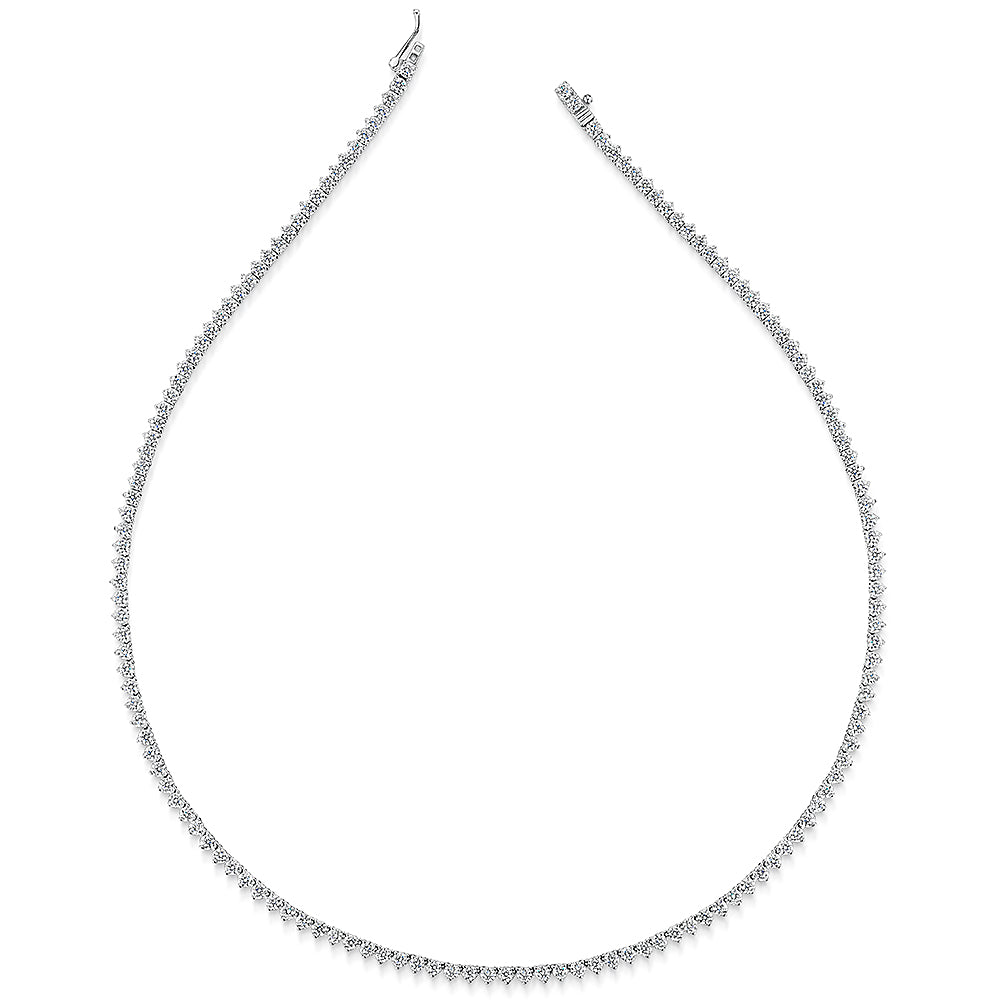 Sterling Silver 2.5mm Cubic Zirconia 3 Claw Full Tennis Necklace