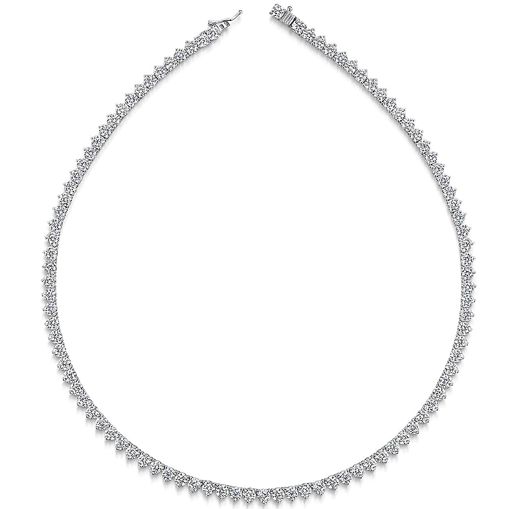 A sterling silver tennis necklace with cubic zirconia stones set in a 3 claw setting-JOOLS by Jenny Brown