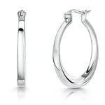 Load image into Gallery viewer, Sterling Silver  Solid  Classic Oval Oval Hoop Earrings With A  Snap Bar Backearrings - JOOLS By Jenny Brown
