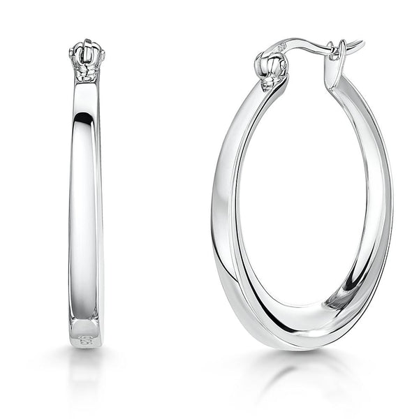 Sterling Silver  Solid  Classic Oval Oval Hoop Earrings With A  Snap Bar Backearrings - JOOLS By Jenny Brown