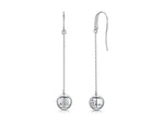 Load image into Gallery viewer, Sterling Silver Medium Ball &amp; Long Chain Drop Earring Set With Cubic Zirconia
