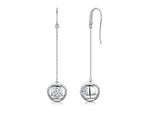 Load image into Gallery viewer, Sterling Silver Large Ball &amp; Long Chain Drop Earring Set With Cubic Zirconia
