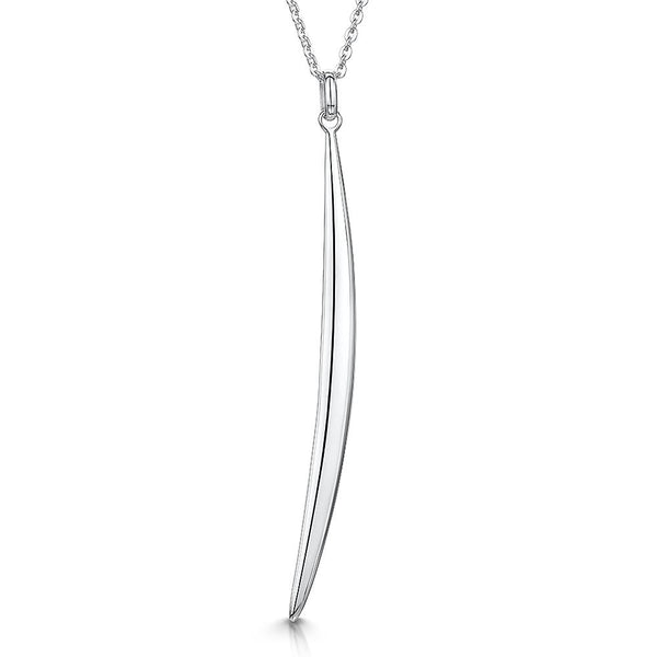 Sterling Silver  Long Elegant Curve Necklace On A Long Silver Chain - JOOLS By Jenny Brown