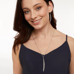 Load image into Gallery viewer, Sterling Silver  Long Elegant Curve Necklace On A Long Silver Chain - JOOLS By Jenny Brown
