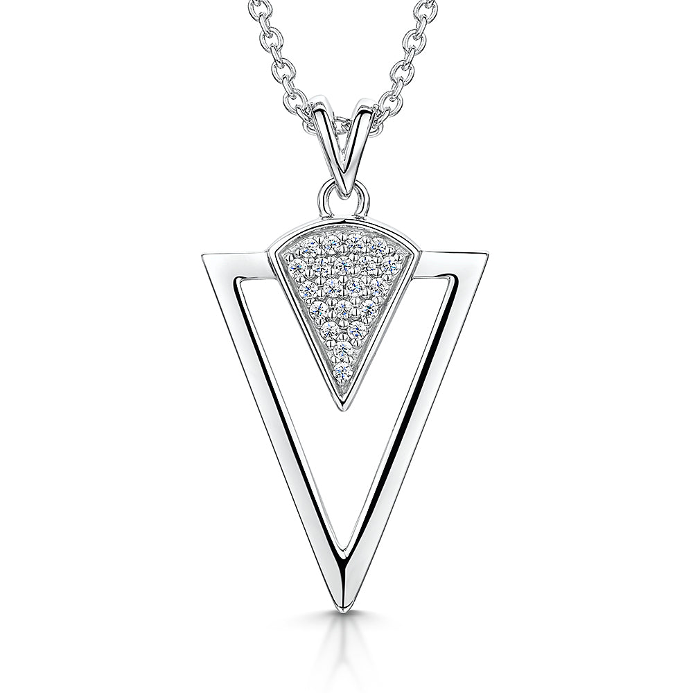 Sterling Silver Art Deco Necklace - Art Deco Style -Silver Triangle - JOOLS by Jenny Brown