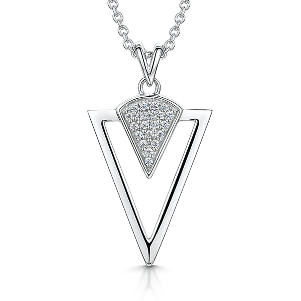 Sterling Silver Art Deco Necklace - Art Deco Style -Silver Triangle - JOOLS by Jenny Brown