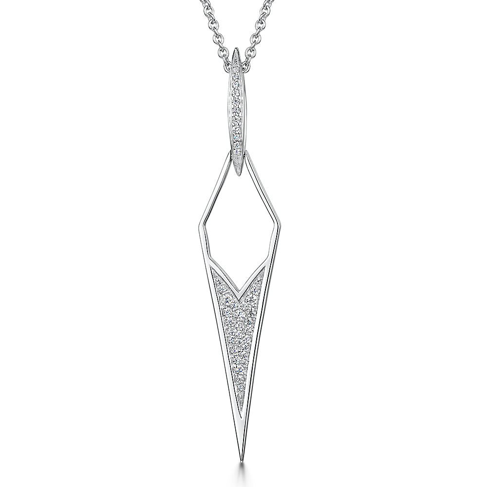 Sterling Silver Necklace - Art Deco Style  Diamond Shape - JOOLS by Jenny Brown