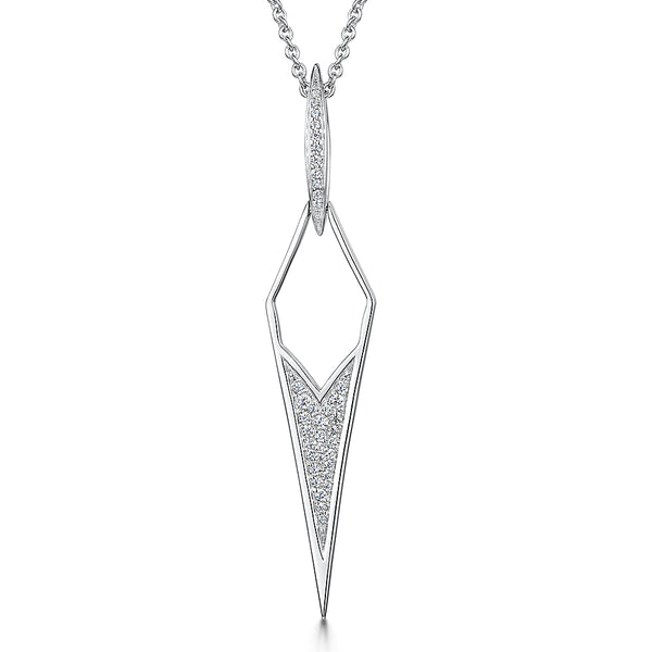 Sterling Silver Necklace - Art Deco Style  Diamond Shape - JOOLS by Jenny Brown