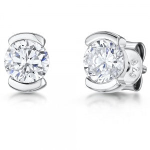 Sterling Silver Black Zirconia Stud  Earrings