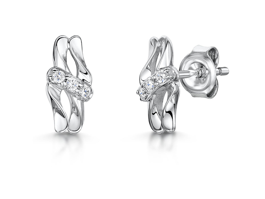 Small Sterling Silver Double Line Stud Earrings