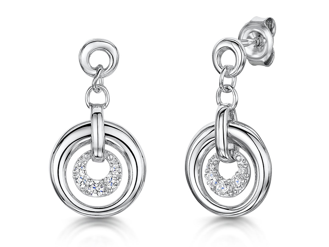 Sterling Silver Multi Circle Drop Earrings