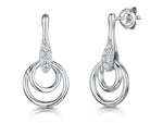 Load image into Gallery viewer, Sterling Silver Solid Drop Earrings With Double Circles

