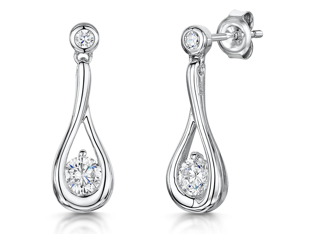 Sterling Silver Open Teardrop Set With Cubic Zirconias