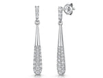 Load image into Gallery viewer, Sterling Silver Baton Drop Earrings With Pave Cubic Zirconias-JOOLS by Jenny brown
