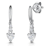 Load image into Gallery viewer, Sterling Silver Solitiare Heart Drop Earrings Set With A Qarter Carat Heart Cubic Zirconia Stoneearrings - JOOLS By Jenny Brown
