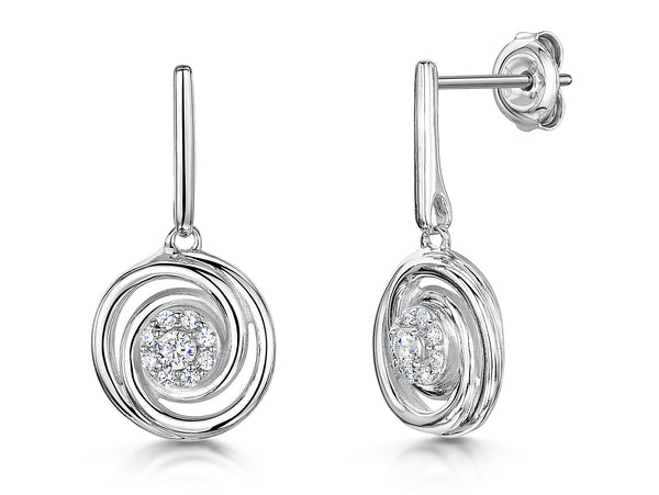 Sterling Silver Swirl Drop Earrings-JOOLS by Jenny Brown