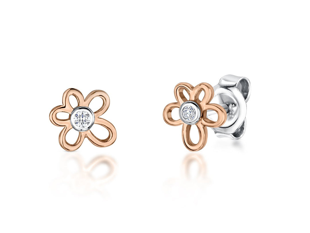 Sterling Silver And Rose Gold  Flower Earrings - JOOLS By Jenny Brown