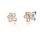 Load image into Gallery viewer, Sterling Silver And Rose Gold  Flower Earrings - JOOLS By Jenny Brown

