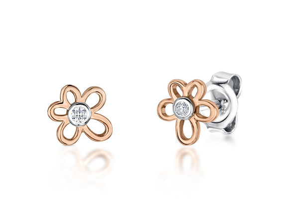 Sterling Silver And Rose Gold  Flower Earrings - JOOLS By Jenny Brown