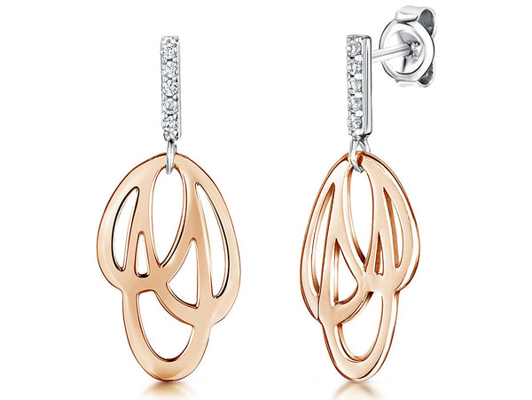Sterling Silver Rose Gold Celtic Style Drop EarringsEarrings - JOOLS By Jenny Brown