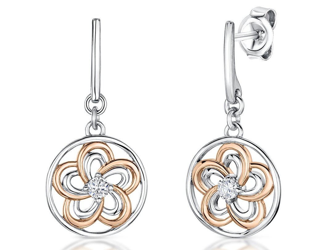Sterling Silver and Rose Gold Flower Earrings - JOOLS By Jenny Brown