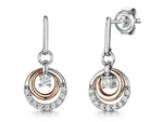 Load image into Gallery viewer, Sterling Silver and Rose Gold Circle Drop Earrings - JOOLS By Jenny Brown

