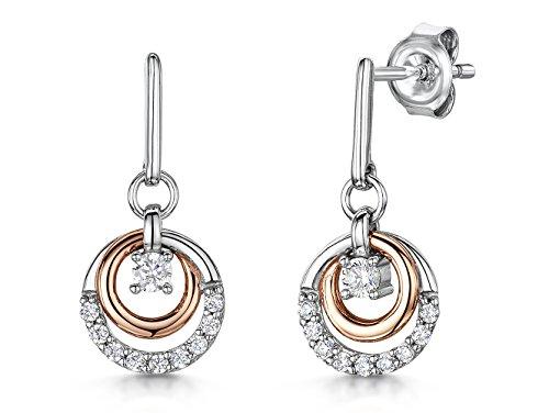 Sterling Silver and Rose Gold Circle Drop Earrings - JOOLS By Jenny Brown
