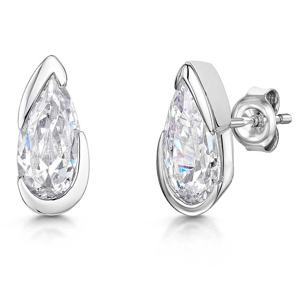Sterling Silver Teardrop Cubic Zirconia Stud Earrings JOOLS by Jenny Brown