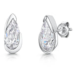 Load image into Gallery viewer, Sterling Silver Teardrop Cubic Zirconia Stud Earrings JOOLS by Jenny Brown
