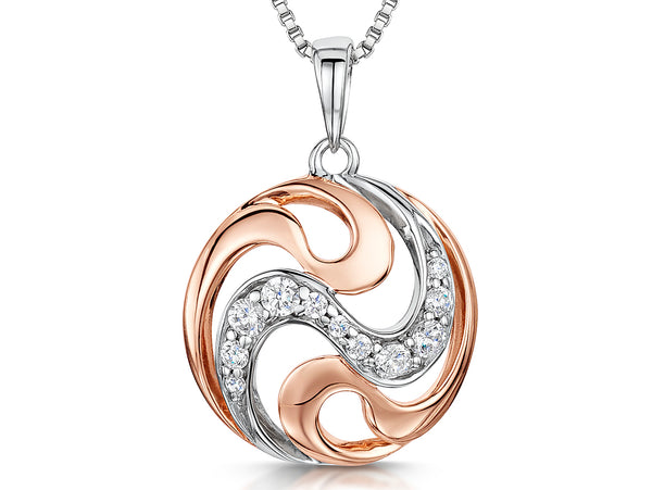 Sterling Silver and Rose Gold Circle Pendant - JOOLS By Jenny Brown