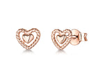 Load image into Gallery viewer, Sterling Silver Plain Open Heart Stud Earrings With A Woven Heart Surround Finish - JOOLS By Jenny Brown
