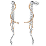Load image into Gallery viewer, sterling-silver-and-rose-gold-swirl-drop-earrings
