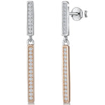 Load image into Gallery viewer, sterling-silver-and-rose-gold-double-rectangle-drop-earrings
