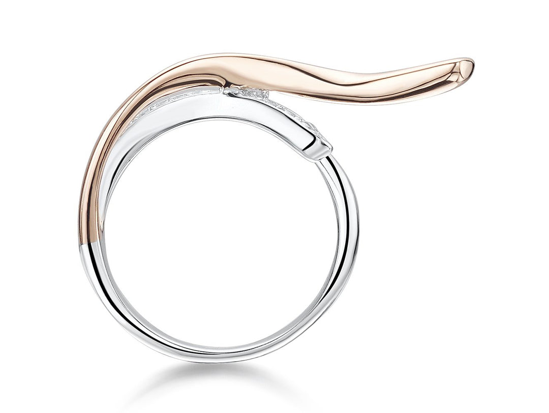Sterling Silver and Rose Gold  Ring  Set With Cubic Zirconia StonesRings - JOOLS By Jenny Brown