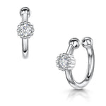 Load image into Gallery viewer, Single Sterling Silver Cuff Earring Set With 'Cupcake' Cubic Zirconia With Beaded Millgrain Surround JOOLS by Jenny Brown
