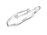 Load image into Gallery viewer, Sterling Silver Open Wishbone Bangle  With A Two Offset  Cubic Zirconia Stones- JOOLS By Jenny Brown
