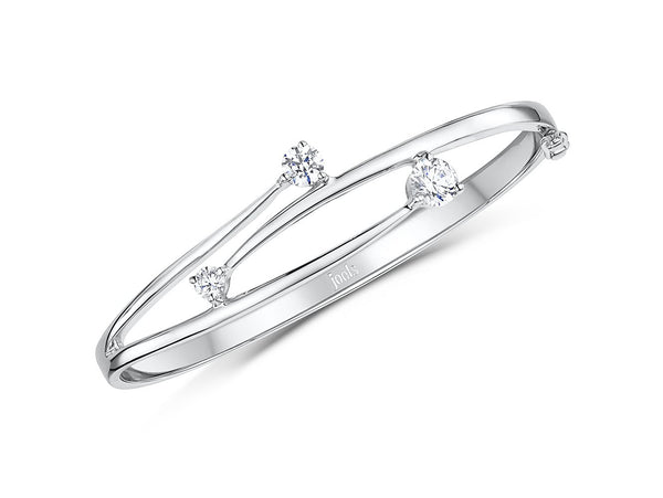 Sterling Silver Three Graduated Bangle With Cubic Zirconia Stones- JOOLS By Jenny Brown