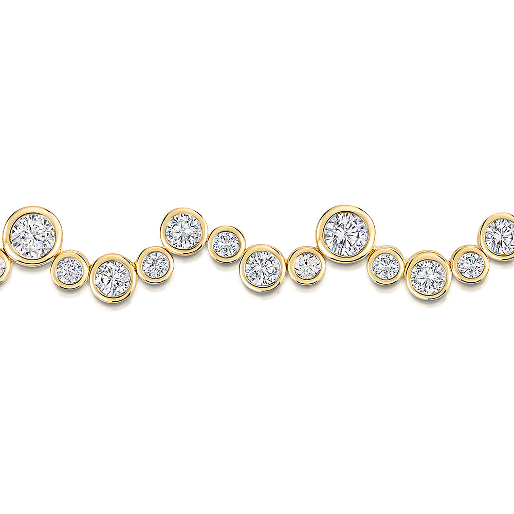 Yellow Gold Bubble Bracelet Set With Cubic Zirconia Stones-JOOLS by Jenny Brown