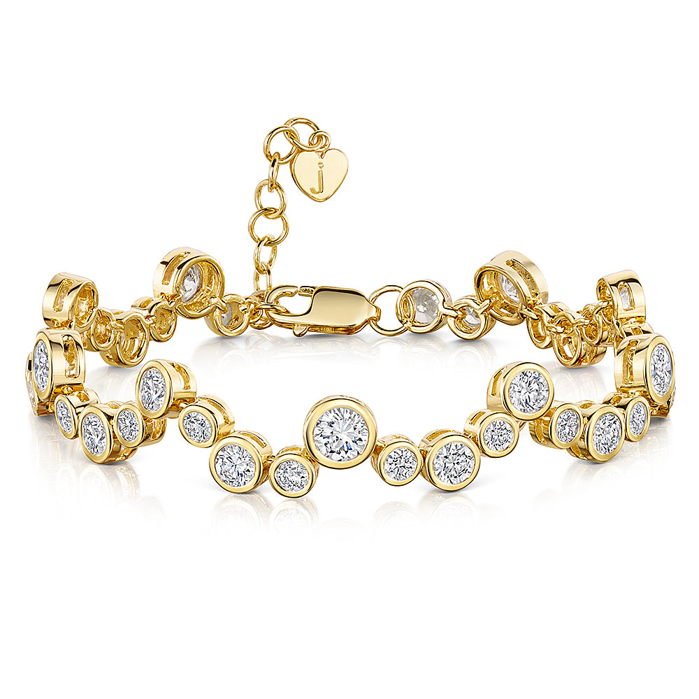 Yellow Gold Bubble Bracelet Set With Cubic Zirconia Stones-JOOLS by Jenny Brown