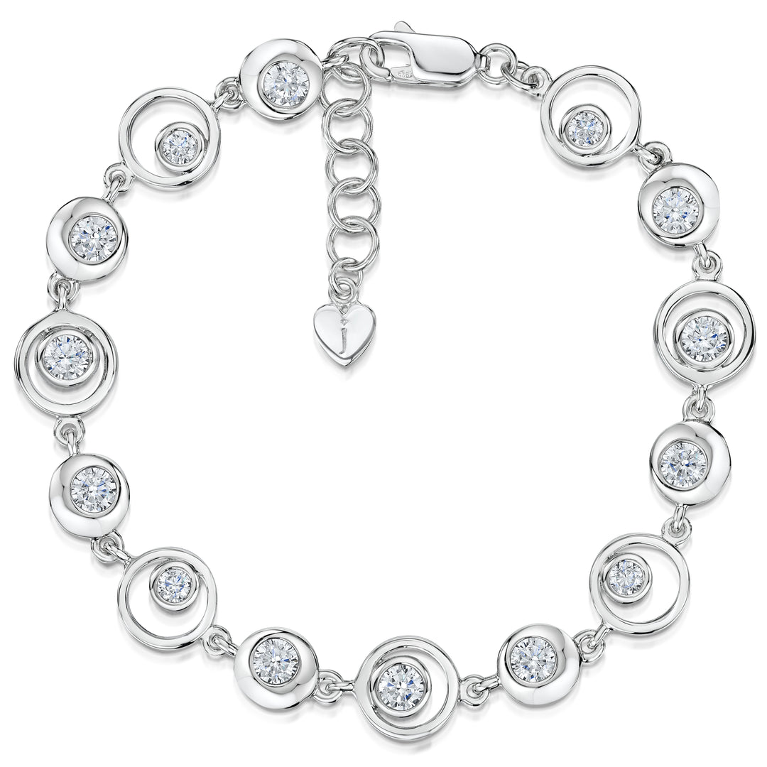 Sterling Silver Bracelet Set With  Circles of Silver And Brilliant Cut Cubic Zirconia Stones JOOLS by Jenny Brown